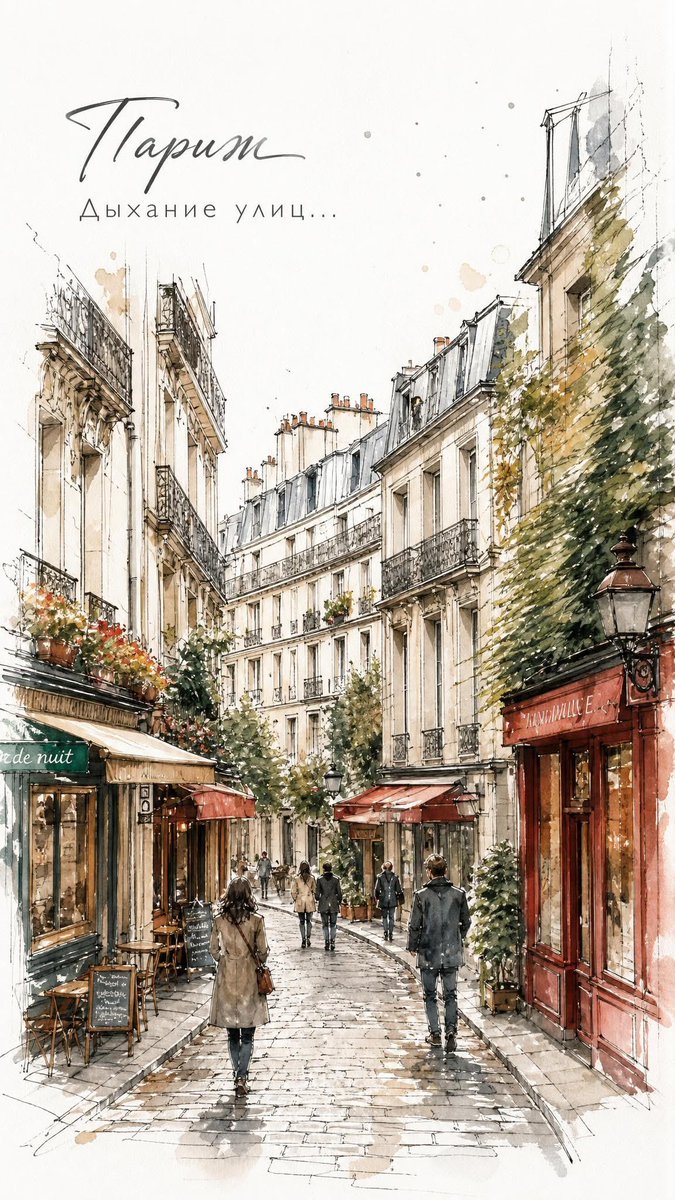 European City Watercolor Sketch Poster example 3