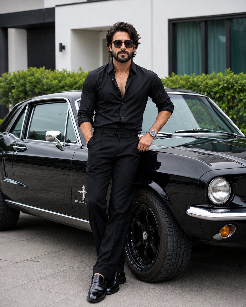 Social Media Post - Stylish Man with Luxury Mustang - Image 1