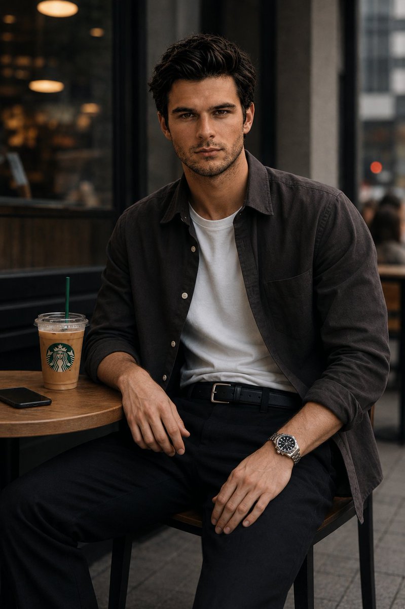 Social Media Post - Urban Cafe Luxury Fashion Portrait - Image 1
