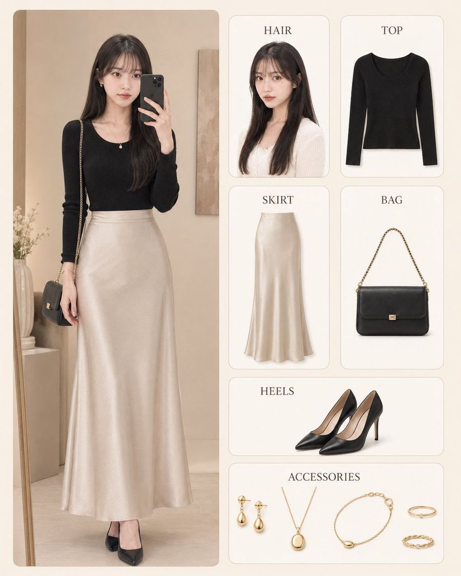 Infográfico de Look de Moda Estilo Coreano