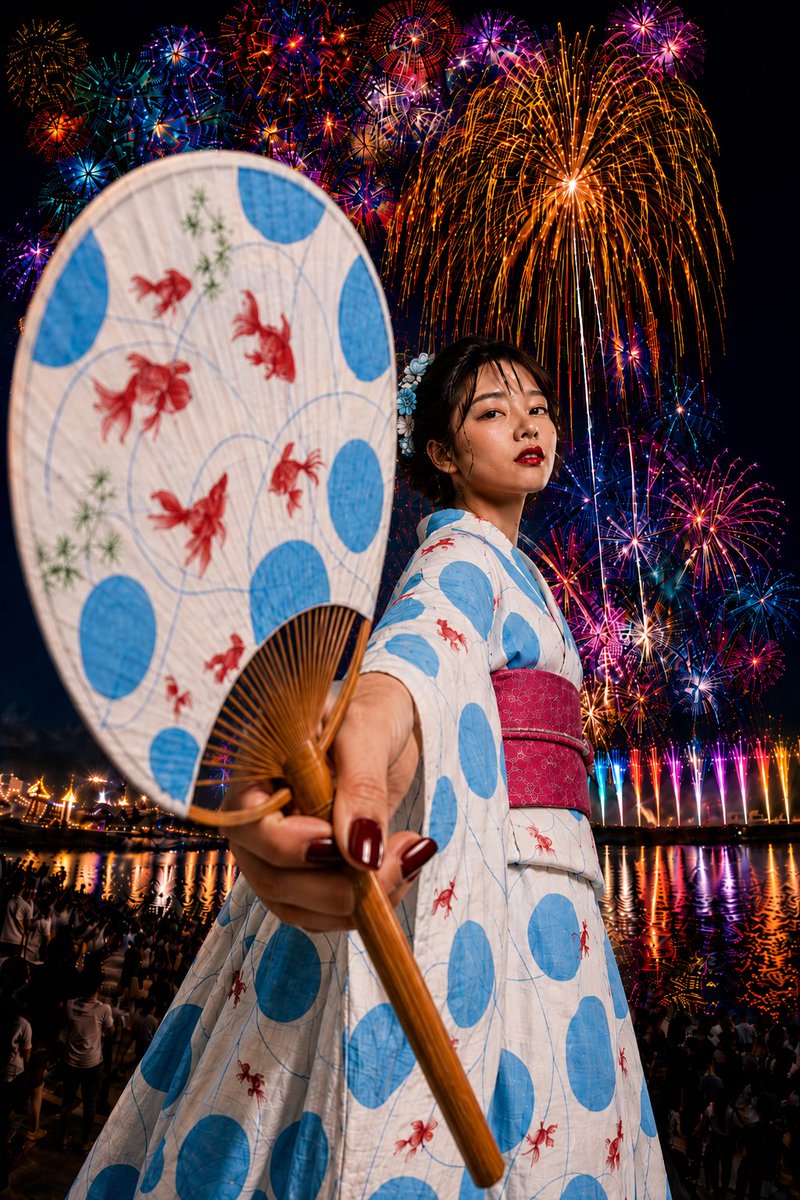 Goldfish Yukata Fireworks Festival Portrait