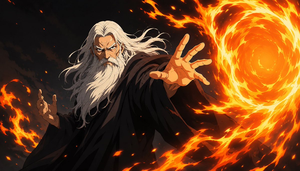 Comic / Storyboard - Faceless Fire Wizard Anime Scene - Image 2