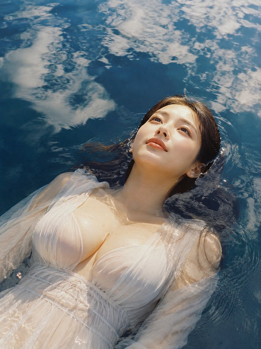 Woman Floating in Reflective Water