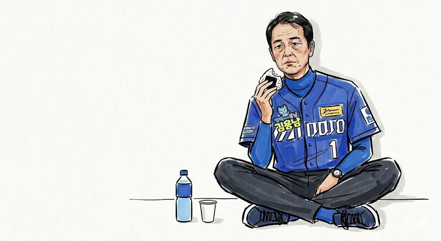 Jugador de béisbol anónimo comiendo solo