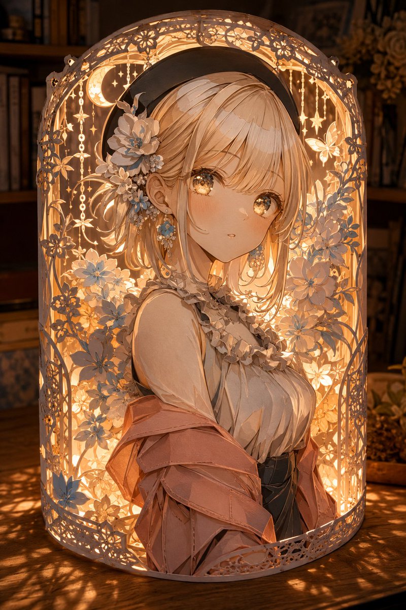 Anime Kirigami Lantern Girl