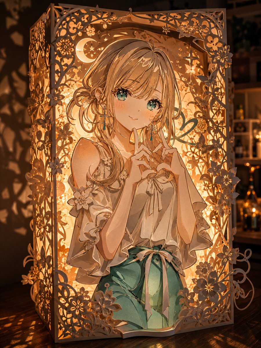 Anime Kirigami Lantern Girl example 2