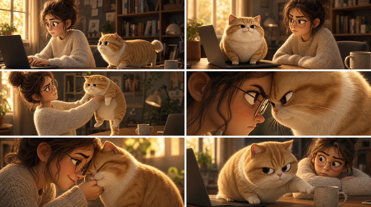 Comic / Storyboard - Pixar Cat Desk Storyboard - Image 1