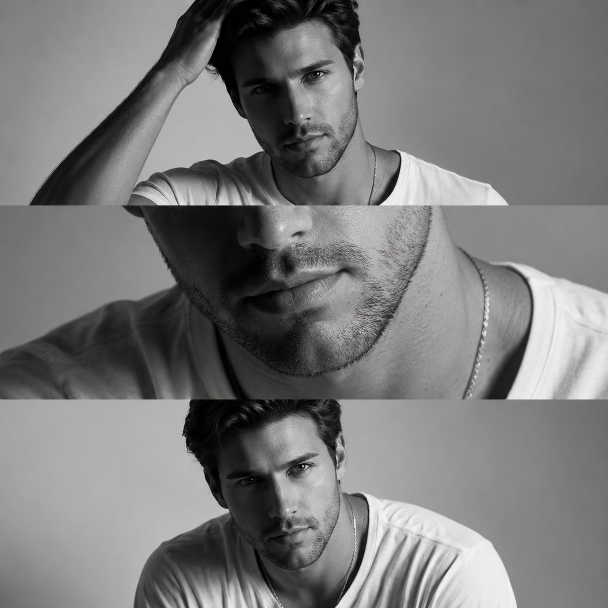 Sample output image for Monochrome Fashion Editorial Triptych