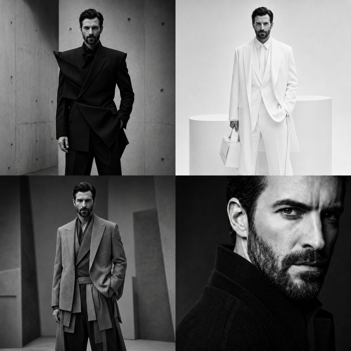 4-Panel Monochrome Fashion Grid