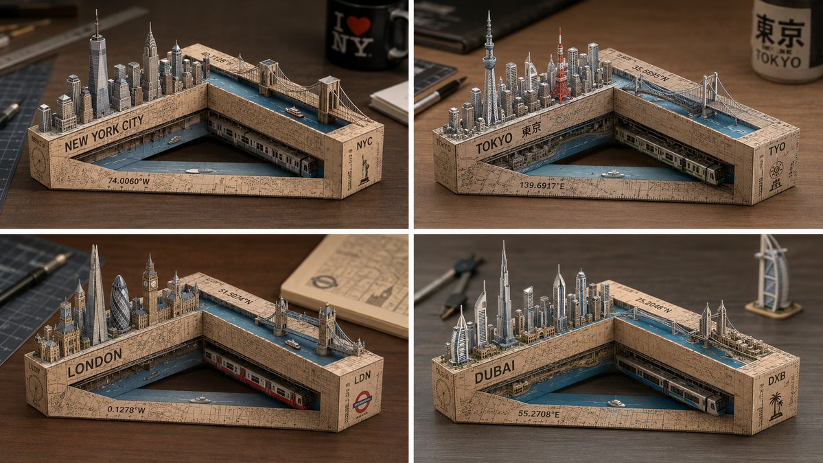 Laser-Cut Paper City Sculpture
