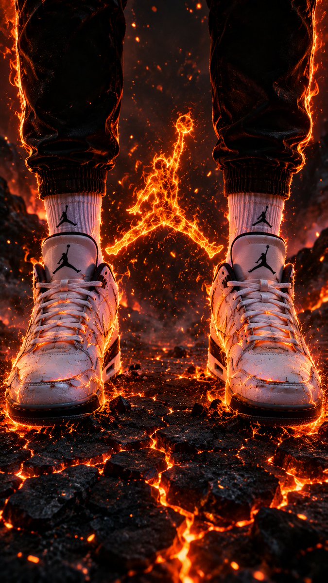Hyper-Realistic Fire Sneaker Advertisement example 2