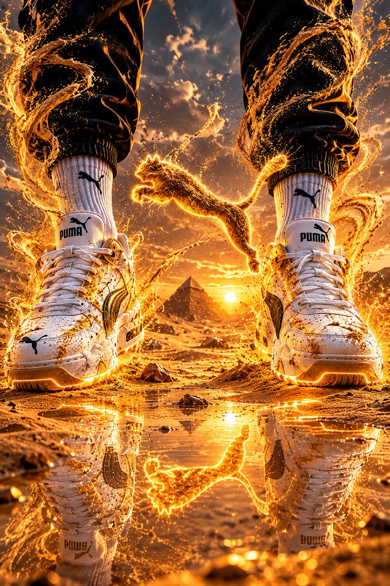 Hyper-Realistic Fire Sneaker Advertisement example 4