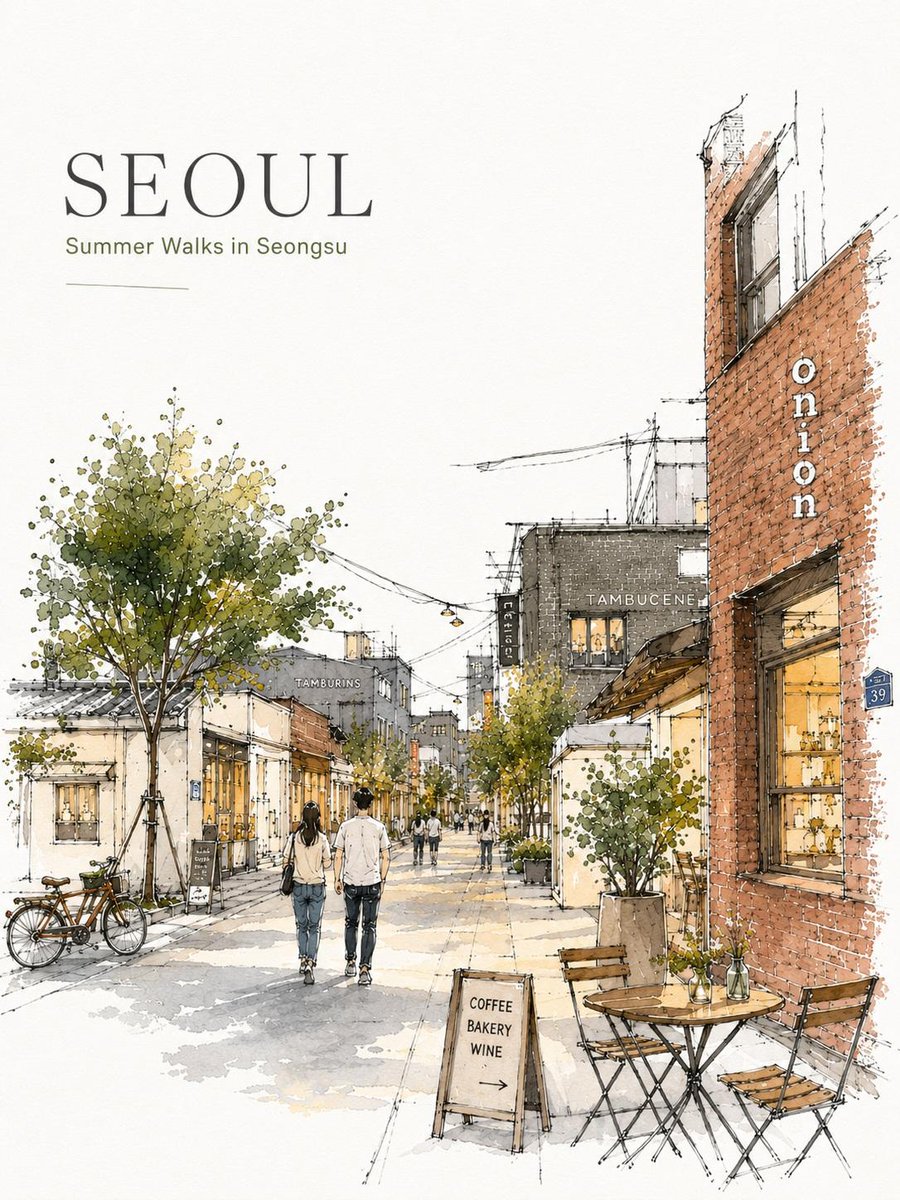 Seoul Watercolor Travel Poster example 2