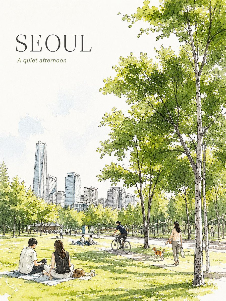 Seoul Watercolor Travel Poster example 4