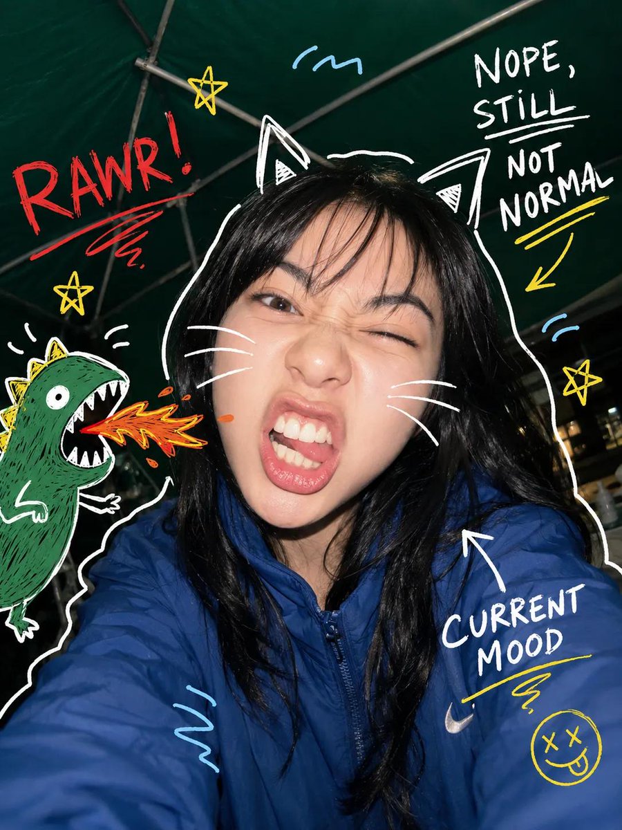 Y2K Nighttime Selfie with Doodles example 2