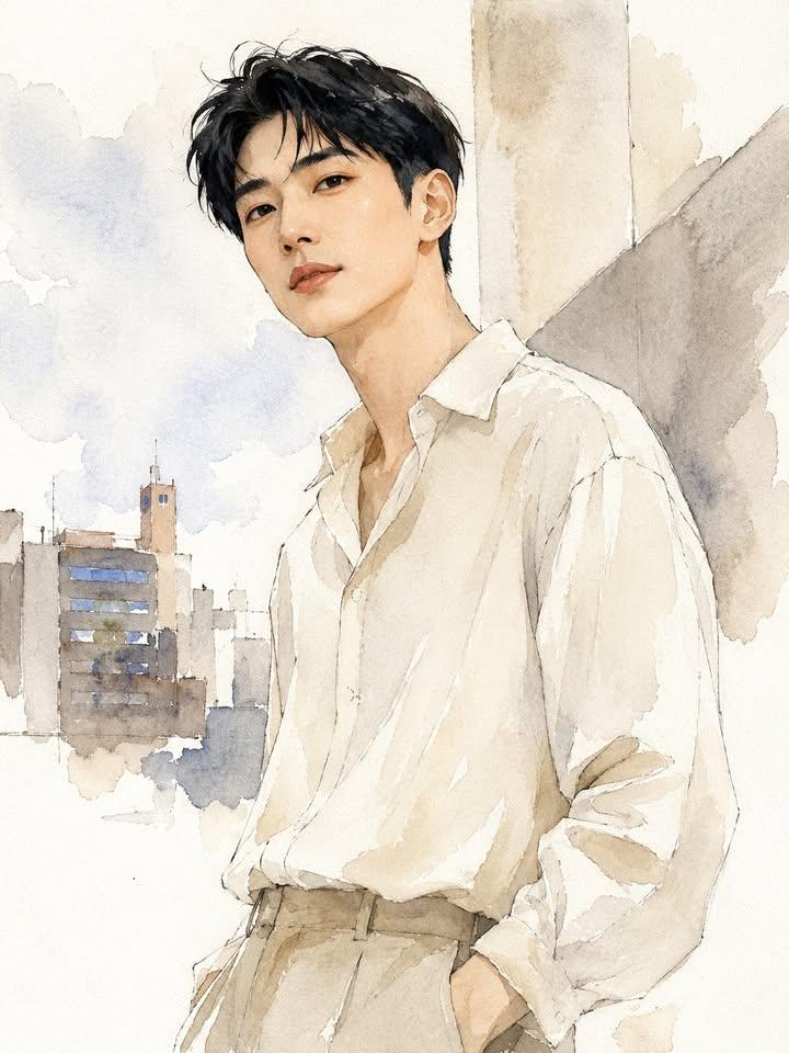 Fashion Editorial Watercolor Portrait example 2