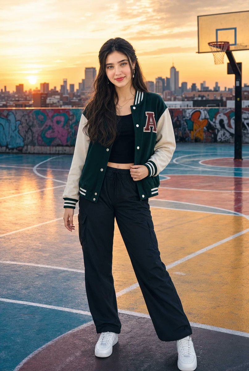 Urban Rooftop Varsity Jacket Portrait