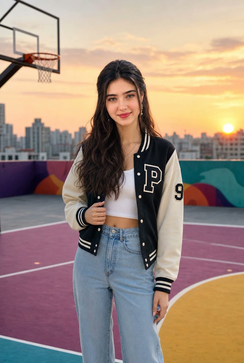 Urban Rooftop Varsity Jacket Portrait example 3