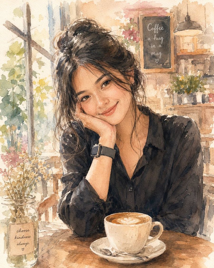 Ilustración de café en acuarela suave