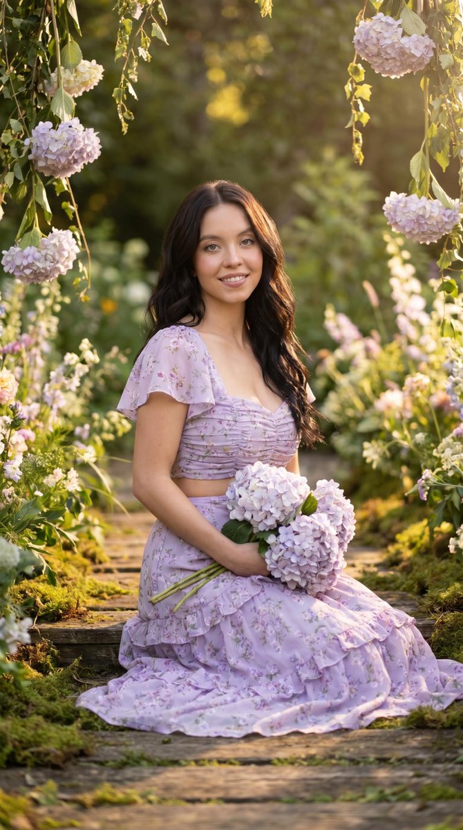 Sample output image for Cottagecore Garden Path Portrait