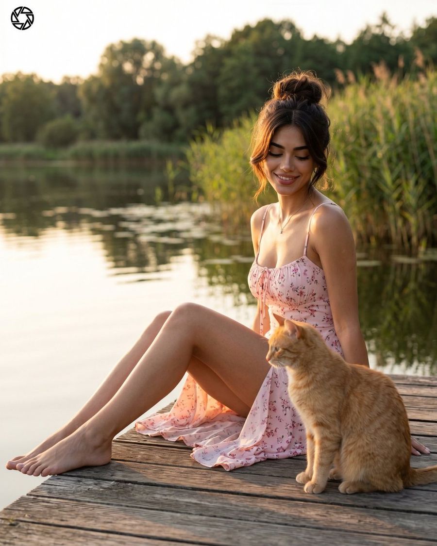 Ritratto al lago durante la golden hour