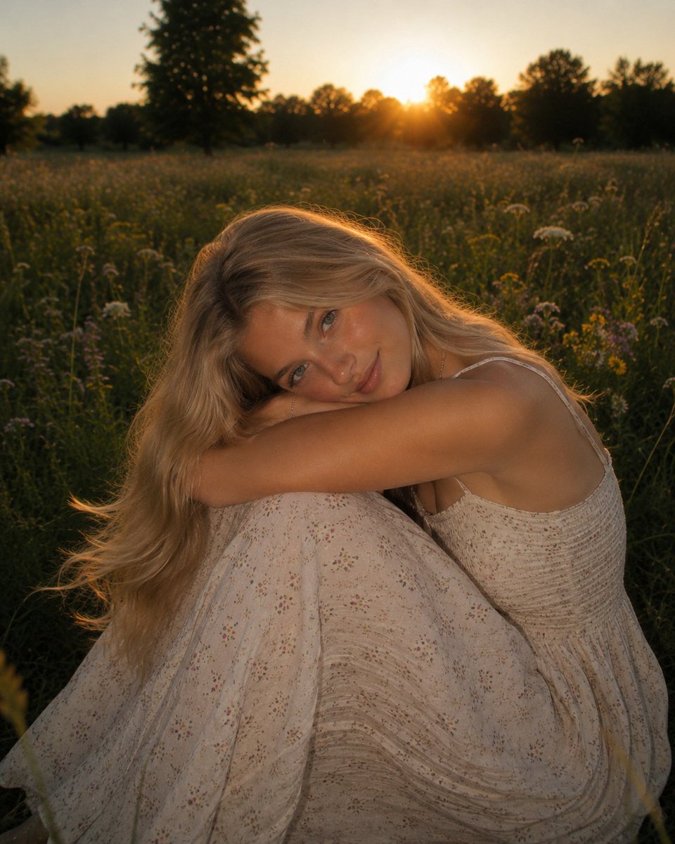 Golden Hour Wildflower Meadow Portrait example 2