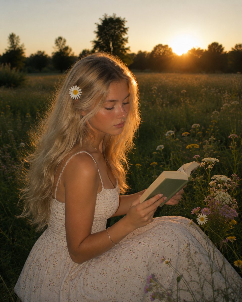 Golden Hour Wildflower Meadow Portrait example 4