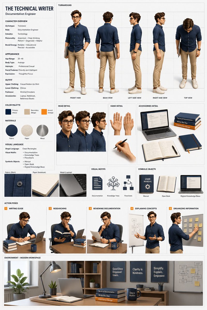 Scheda tecnica professionale per concept di personaggi 3D