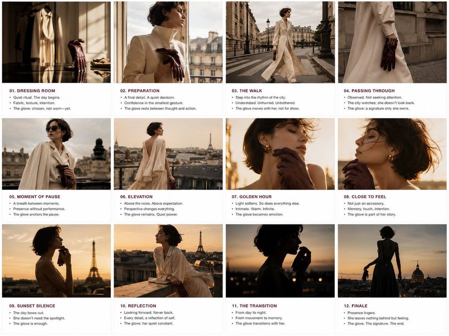 Storyboard per editoriale di moda di lusso