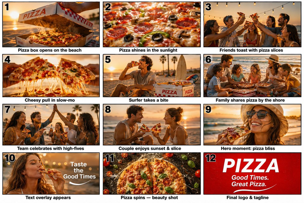 Cinematic Beach Pizza Advertisement