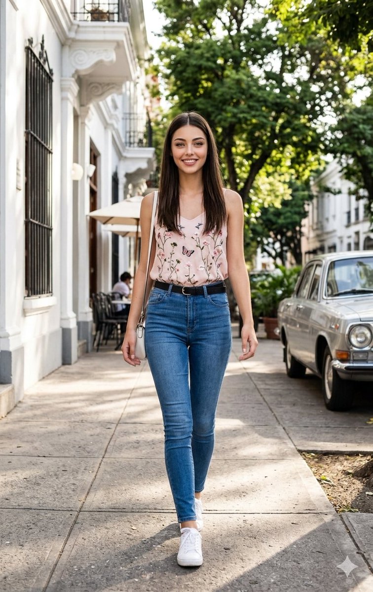 Sample output image for Woman Walking on City Sidewalk
