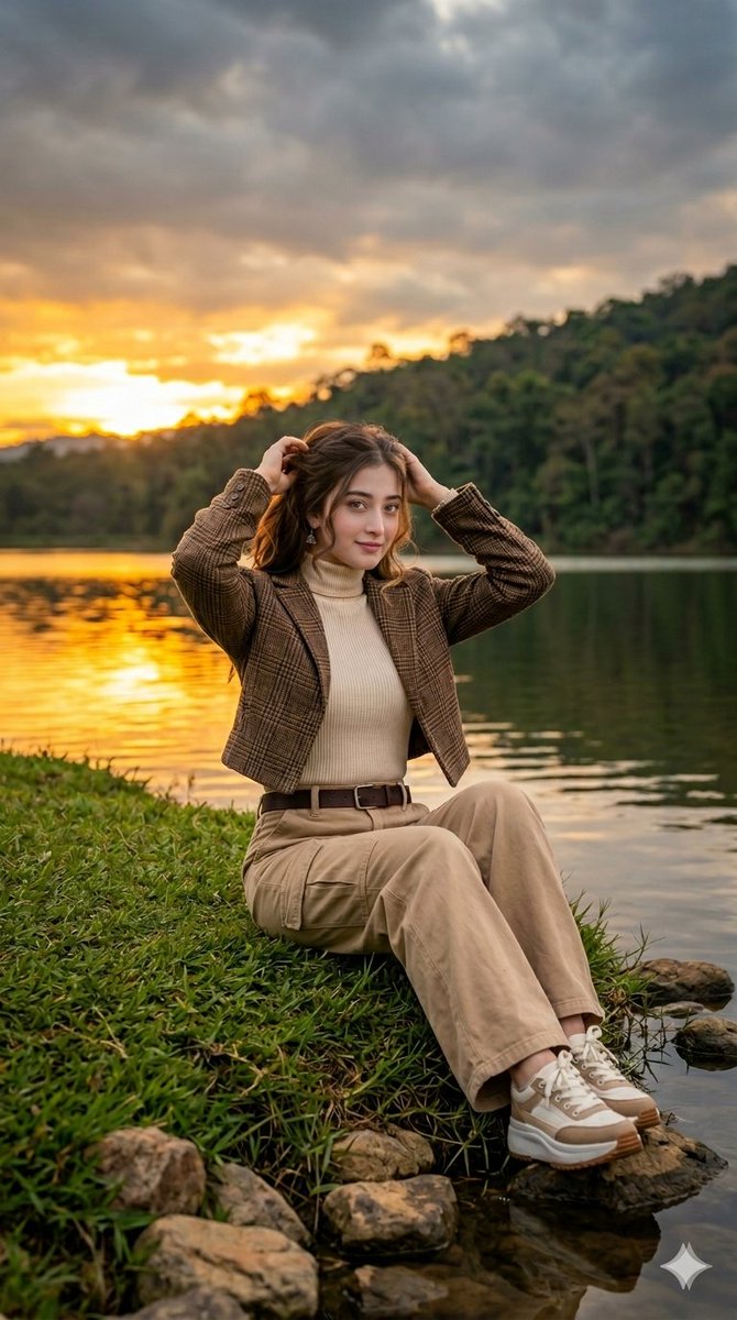Sample output image for Autumn Lakeside Fashion Editorial