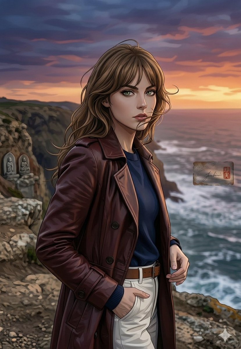 Anime Style Coastal Sunset Portrait 2
