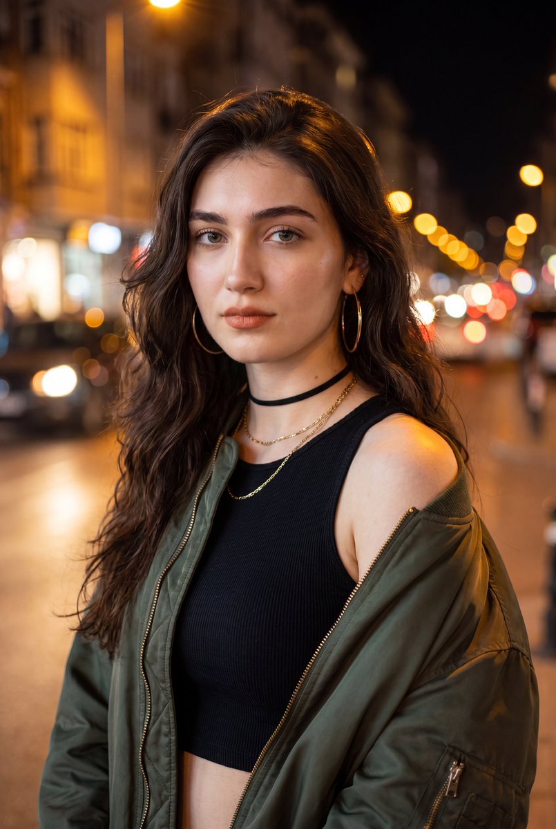 Sample output image for Ultra-Realistic Night Street Portrait