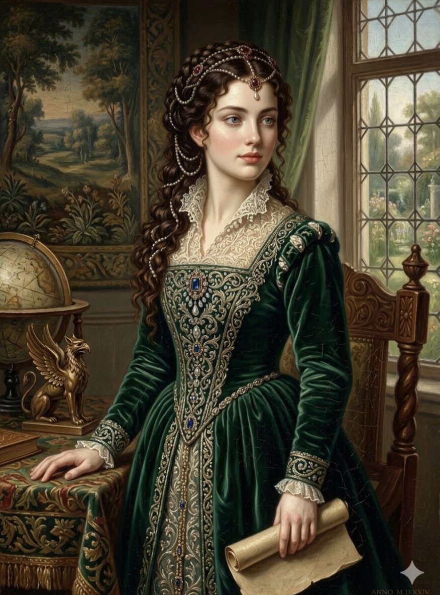 Comic / Storyboard - Renaissance Noblewoman Oil Portrait - Image 1
