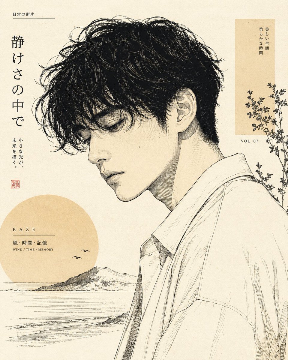 Japanese Line-Art Portrait Illustration example 2