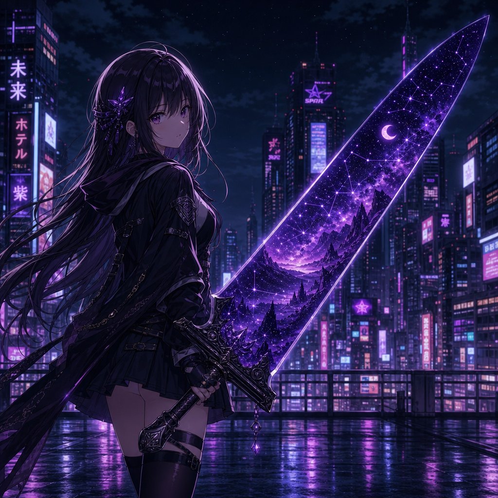 Anime Girl Double Exposure Greatsword