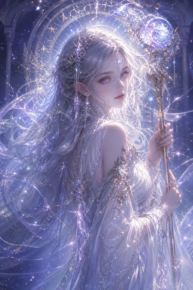 Mystical Silver-Haired Fantasy Woman
