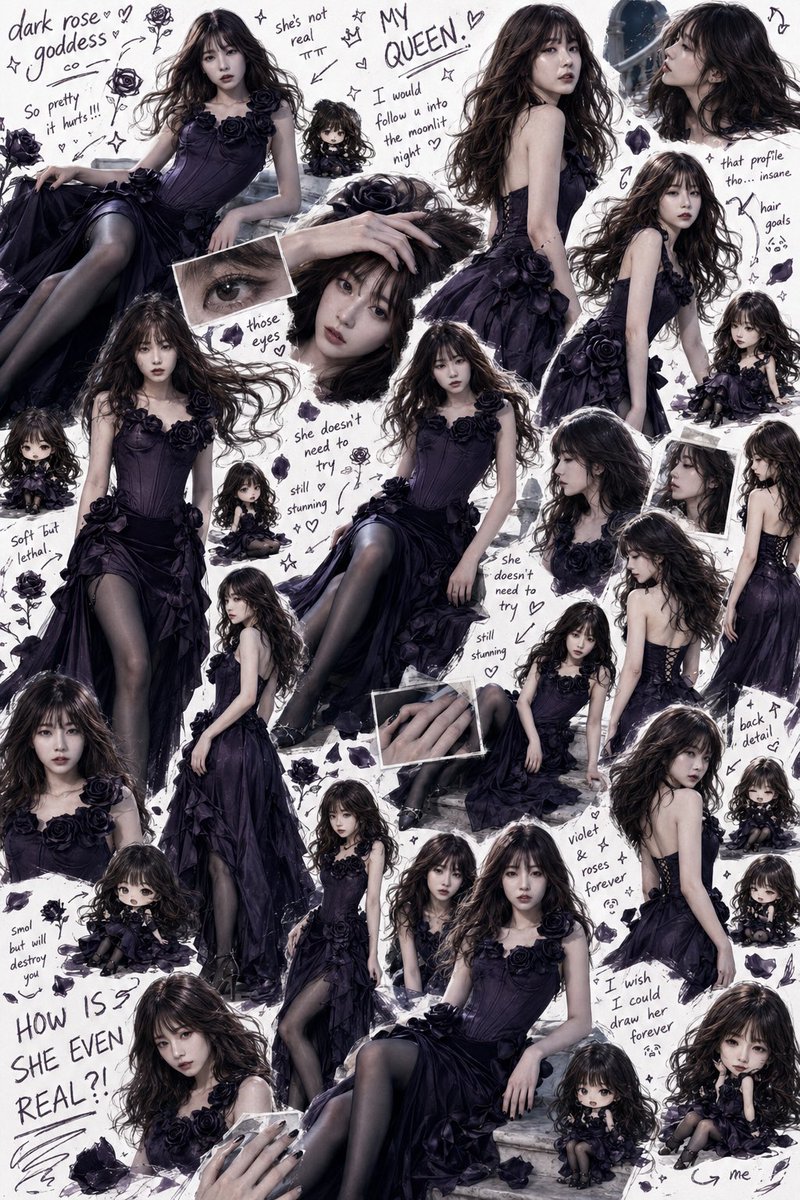 Dark Rose Goddess Sketchbook Collage example 2