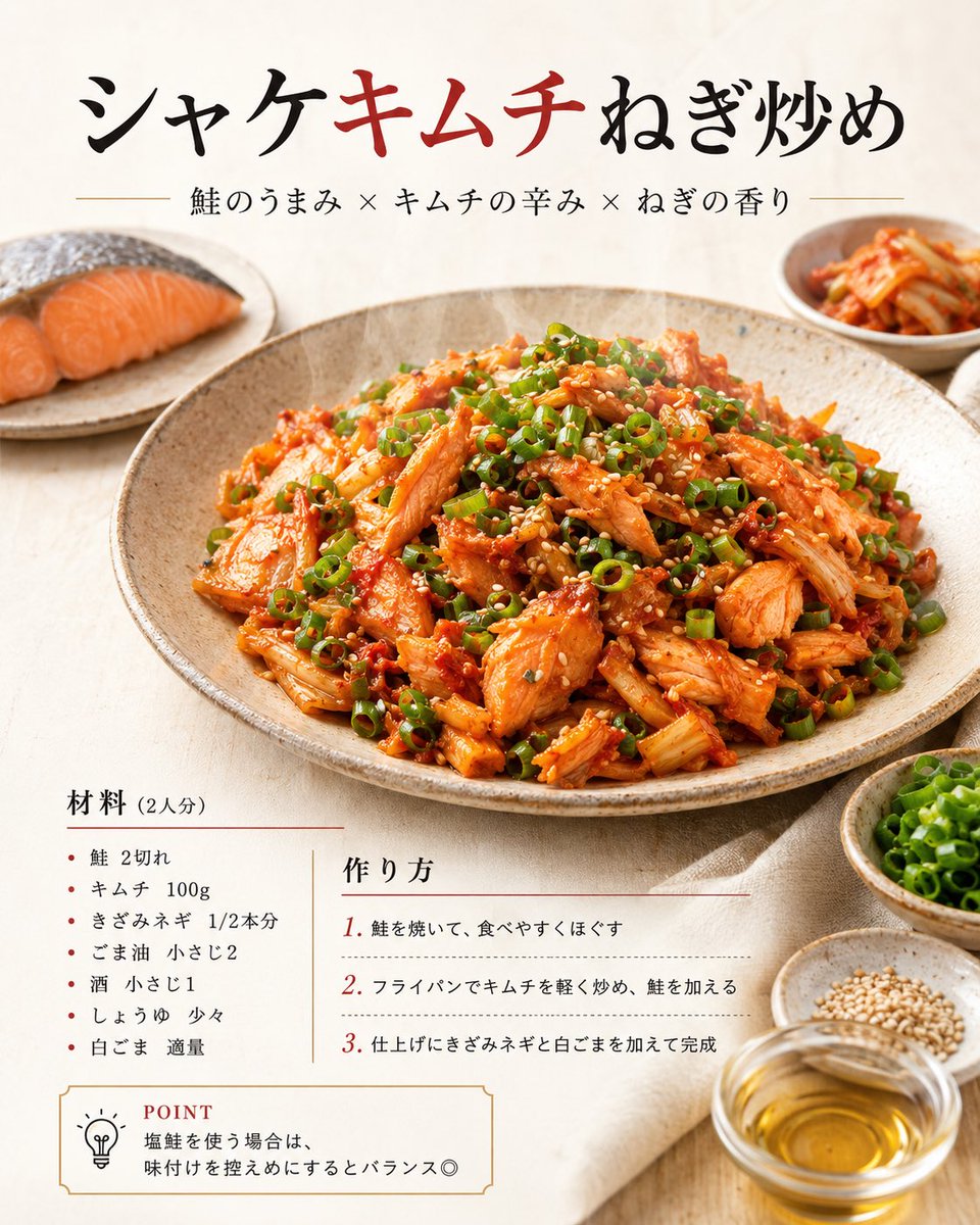 Infographic / Edu Visual - Japanese Salmon Kimchi Recipe Poster - Image 1