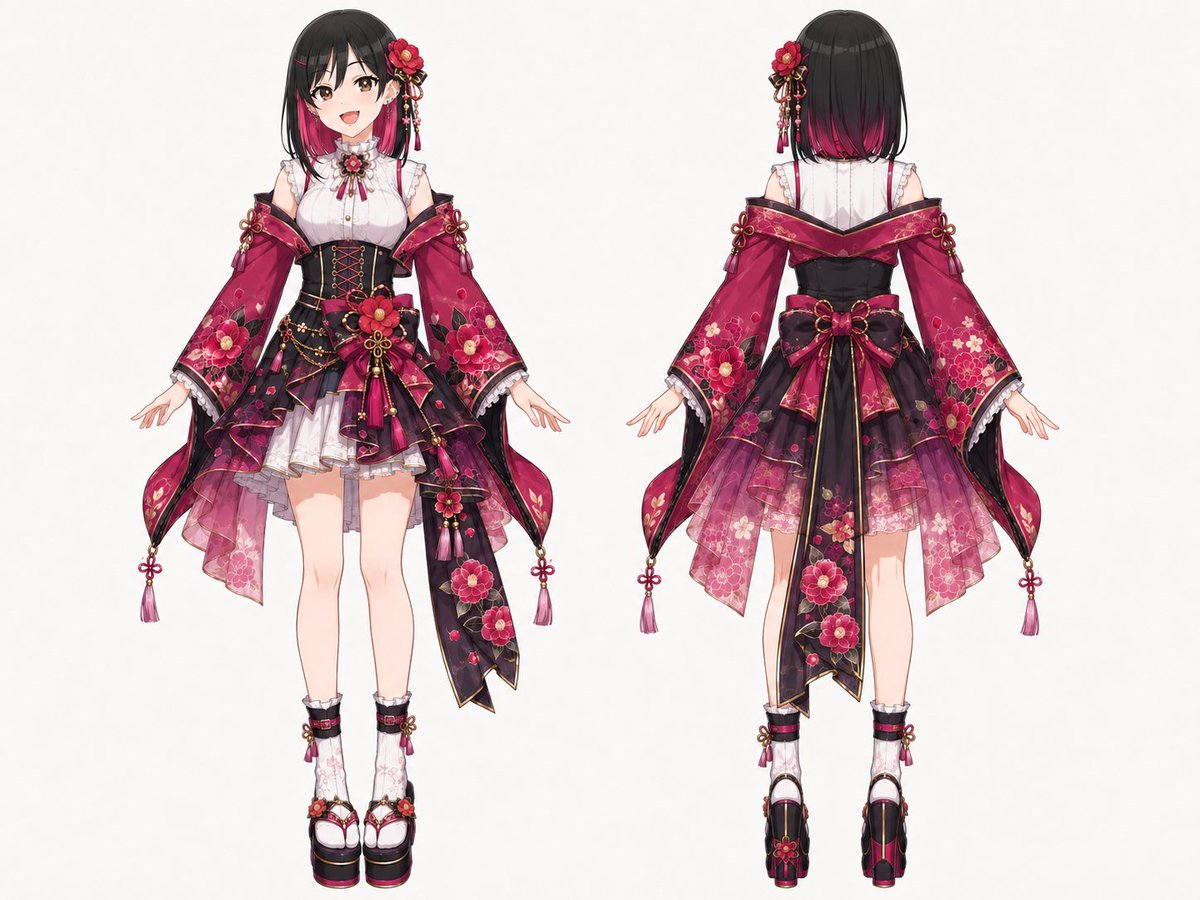 和风摩登花卉偶像服饰设计图