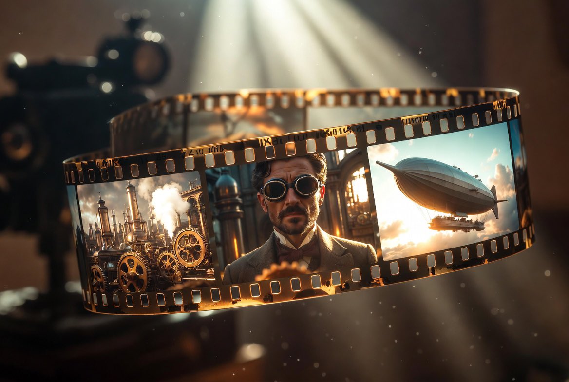 Cinematic Floating Film Strip