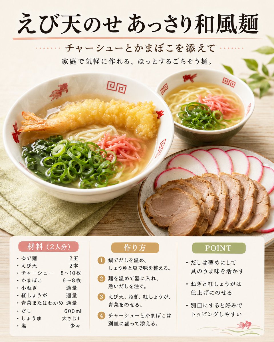 Infographic / Edu Visual - Japanese Tempura Noodle Recipe Card - Image 1