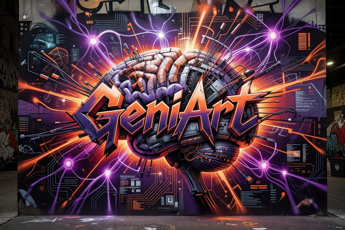 Cyberpunk Brain Graffiti Mural