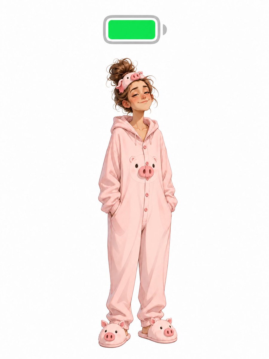 Low Battery Pig Pajama Character example 2