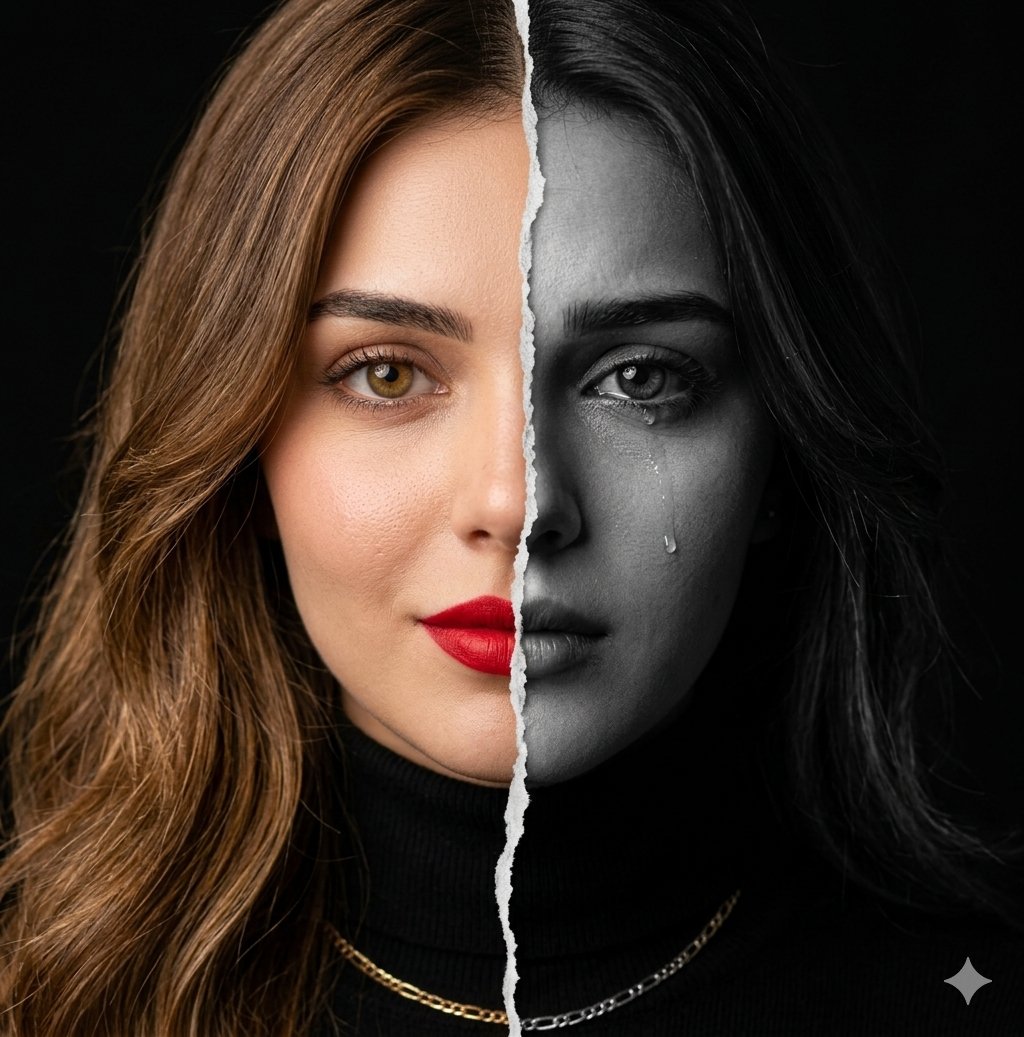 Sample output image for Cinematic Torn Paper Split Portrait