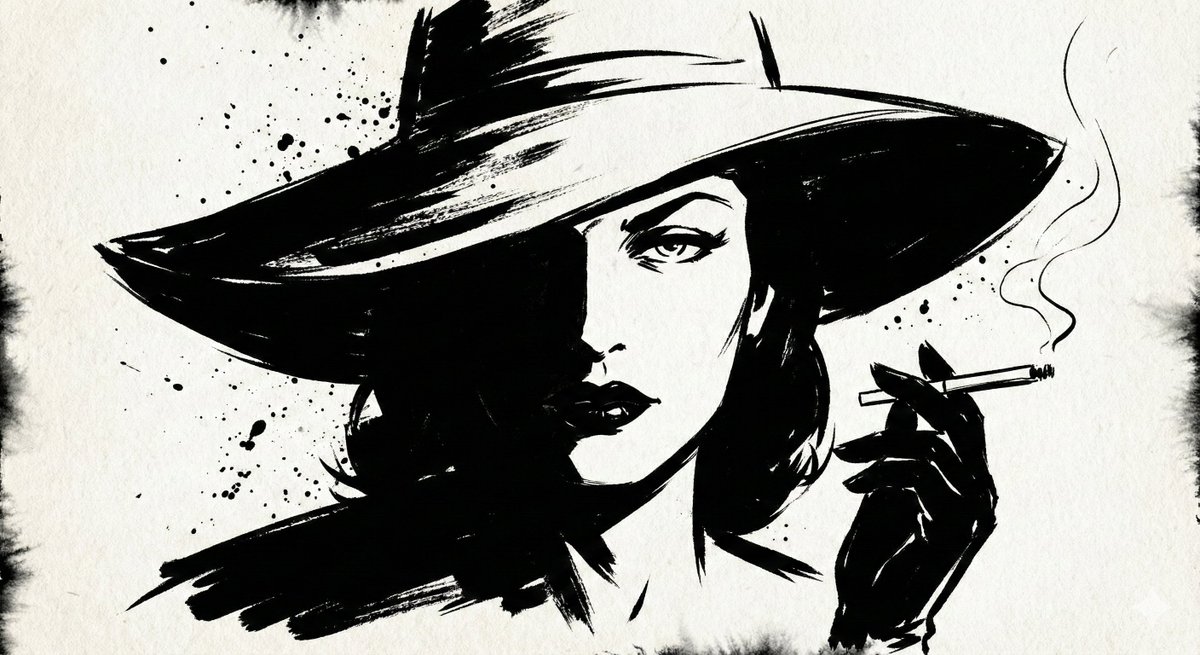 Comic / Storyboard - Ink Noir Splatter Portrait - Image 1