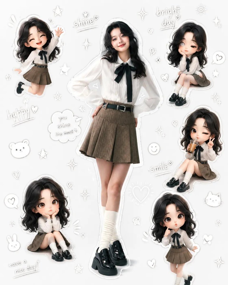 Social Media Post - Cute Aesthetic Character Collage - Image 1