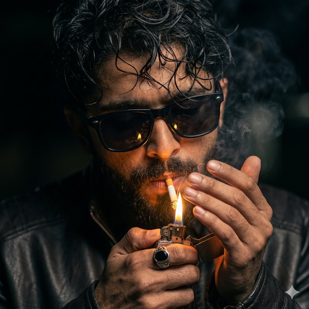 Profile / Avatar - Moody Cinematic Portrait with Lighter Flame - Image 1