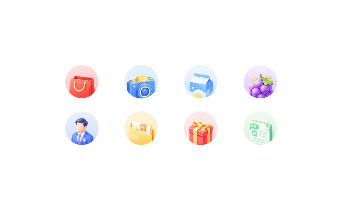 Soft 3D App Feature Icon Grid